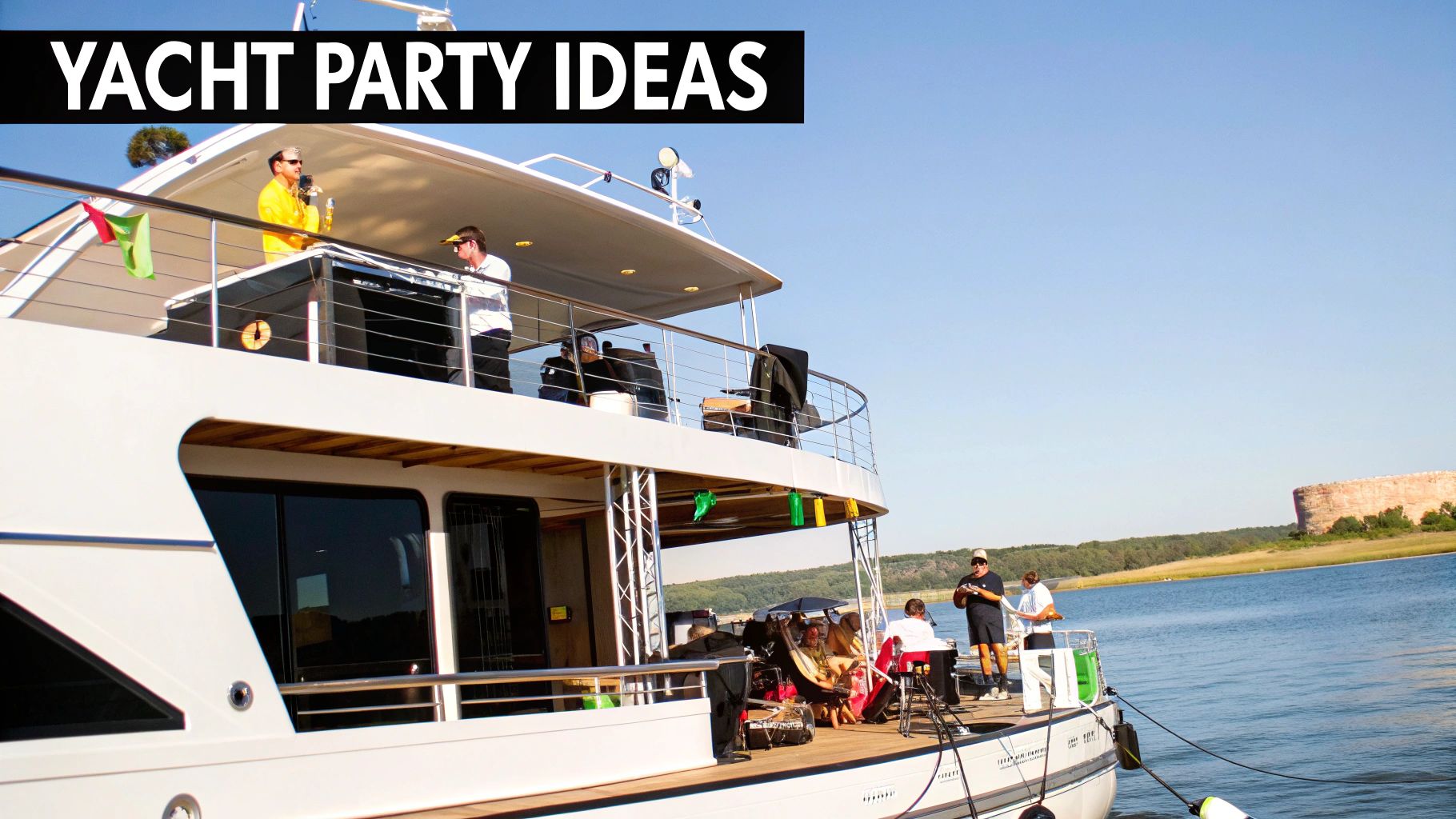 Group of friends having fun on a yacht on Lake Travis