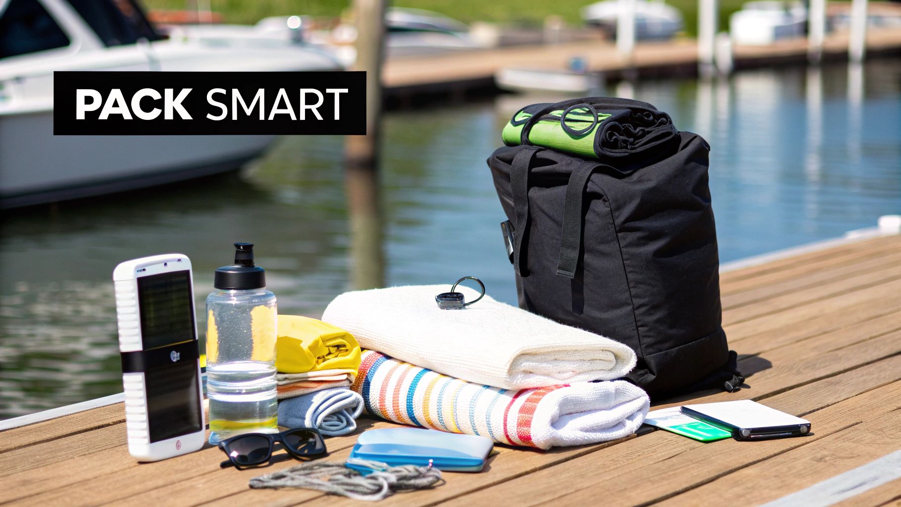Group of friends cheering on a bachelor party boat on Lake Travis