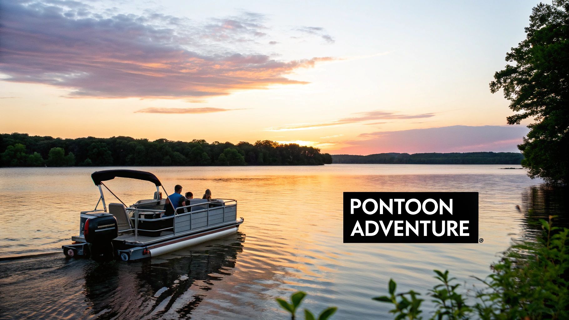 Group of friends having fun on a pontoon boat rental in Austin, TX on a sunny day.