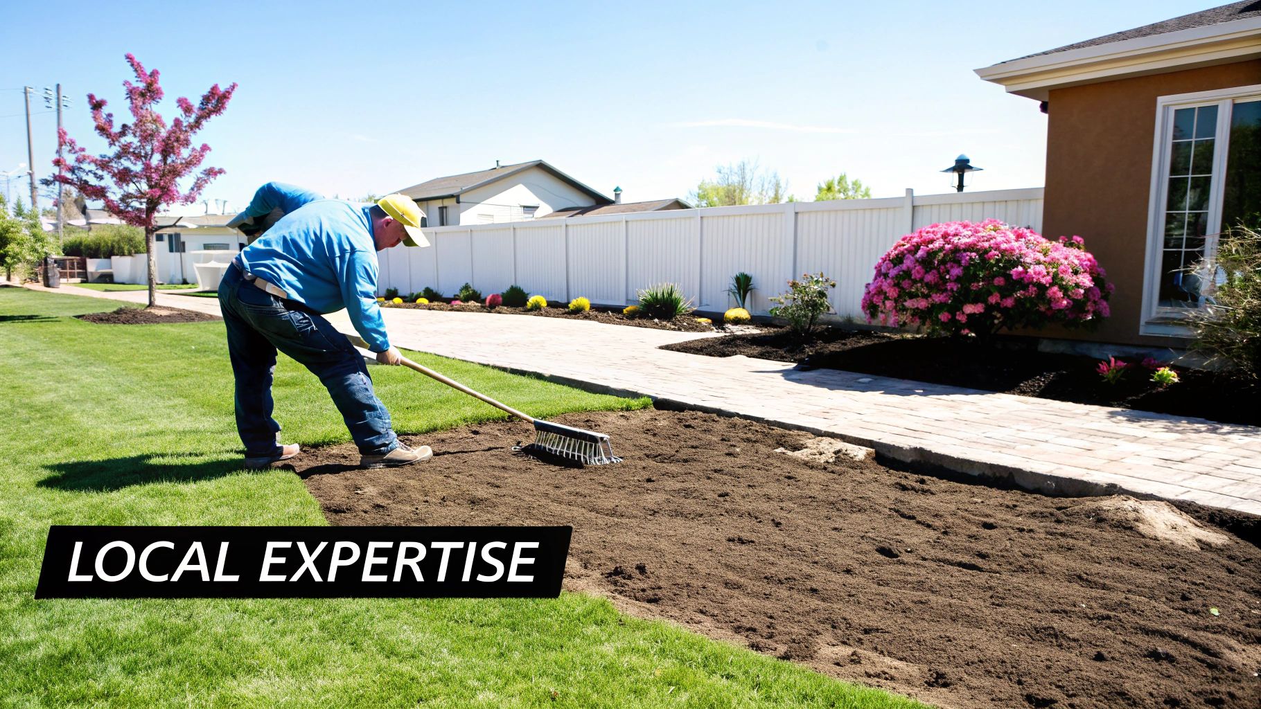 A close-up shot of high-quality artificial turf being installed in a Cedar Park home's yard.
