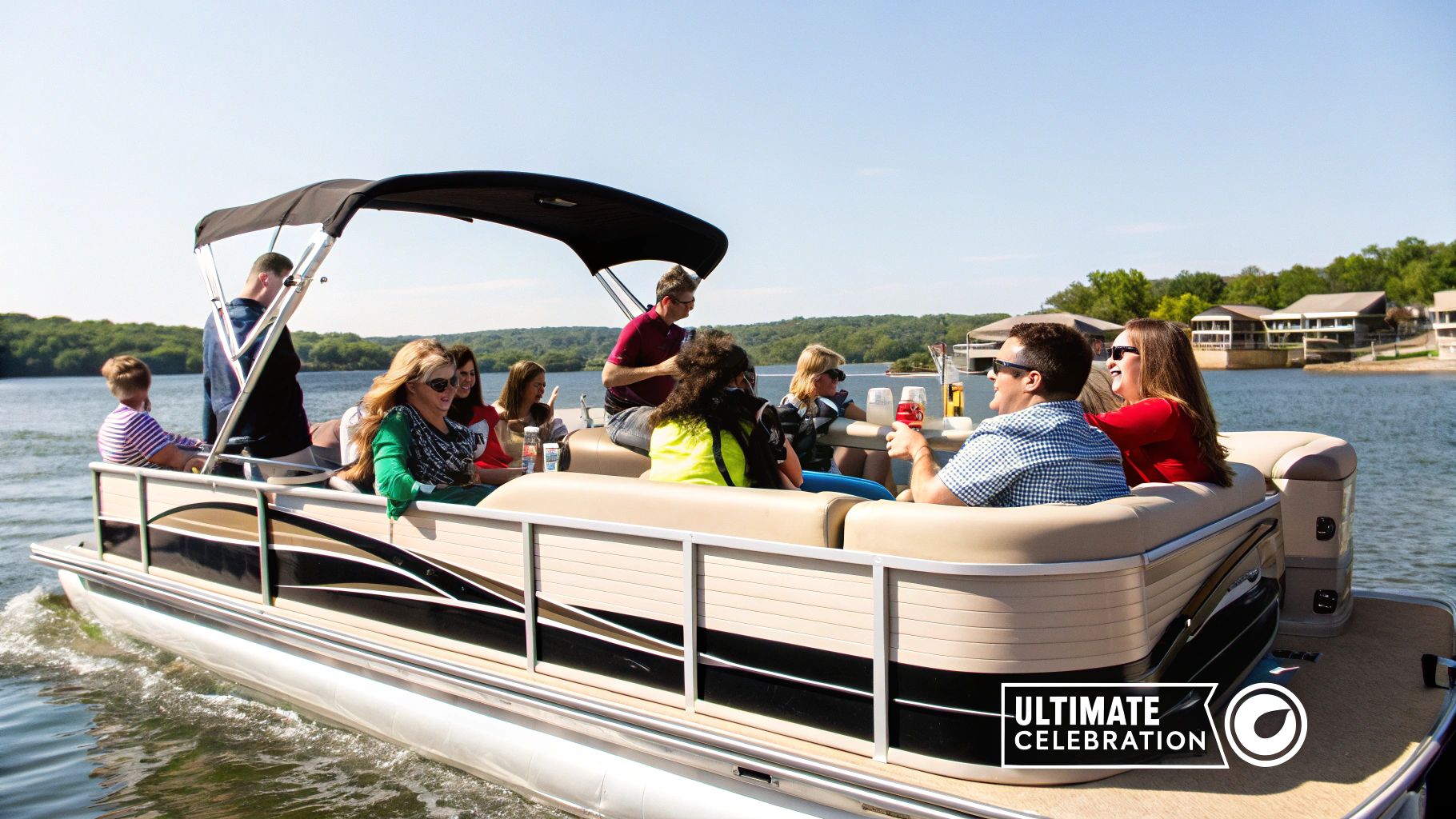 People enjoying a party on a boat on a Lake Travis in Austin