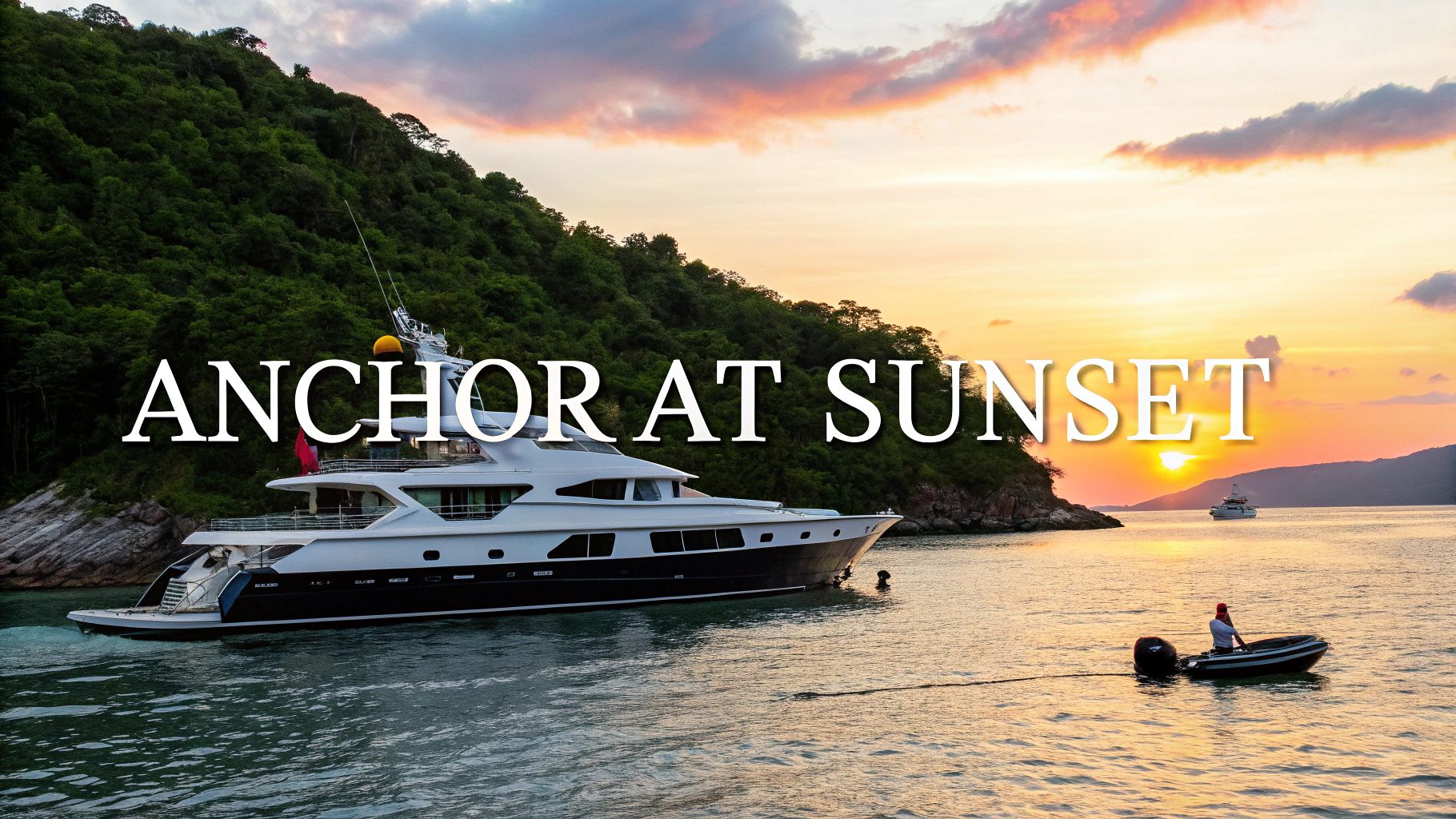 People enjoying a party on a lake boat at sunset.