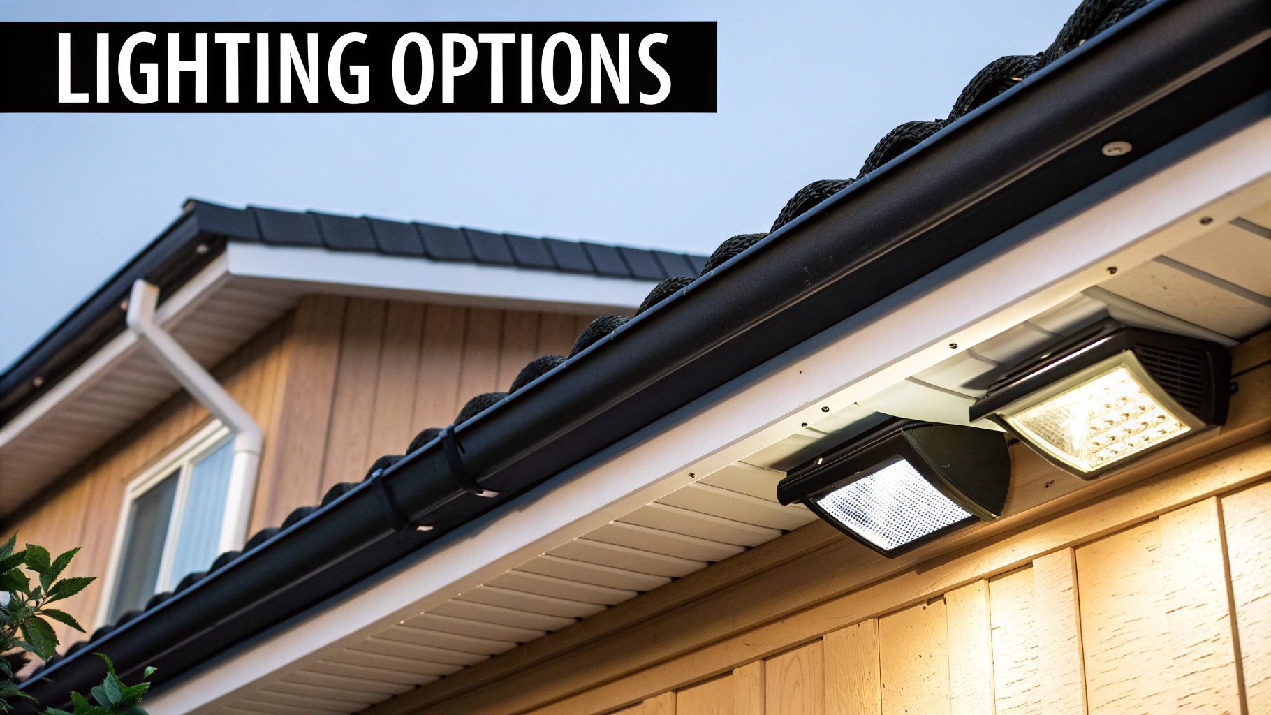 Austin home with gutter lighting