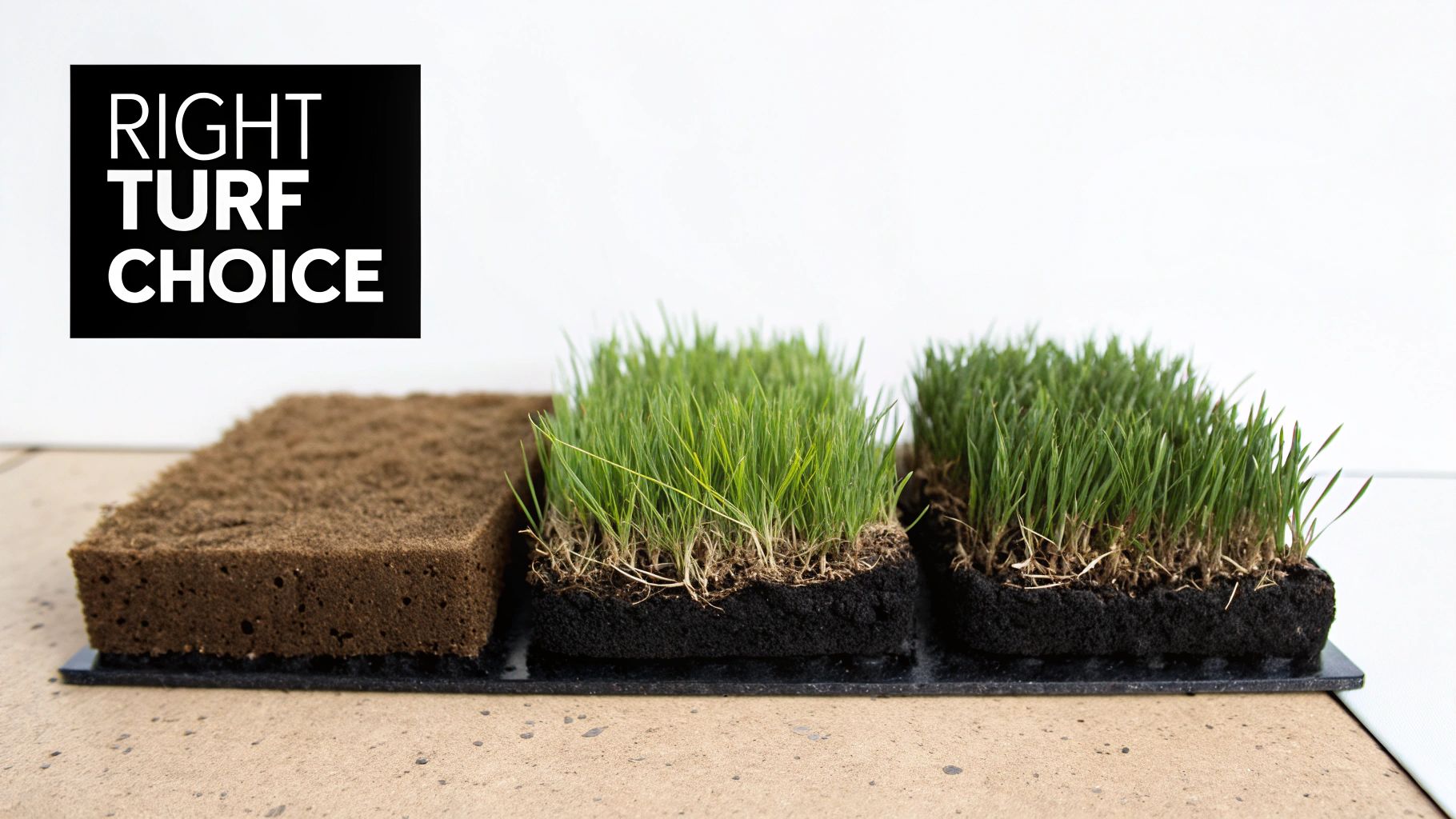A close-up of high-quality artificial turf blades, showing their realistic texture and green color under the Texas sun.