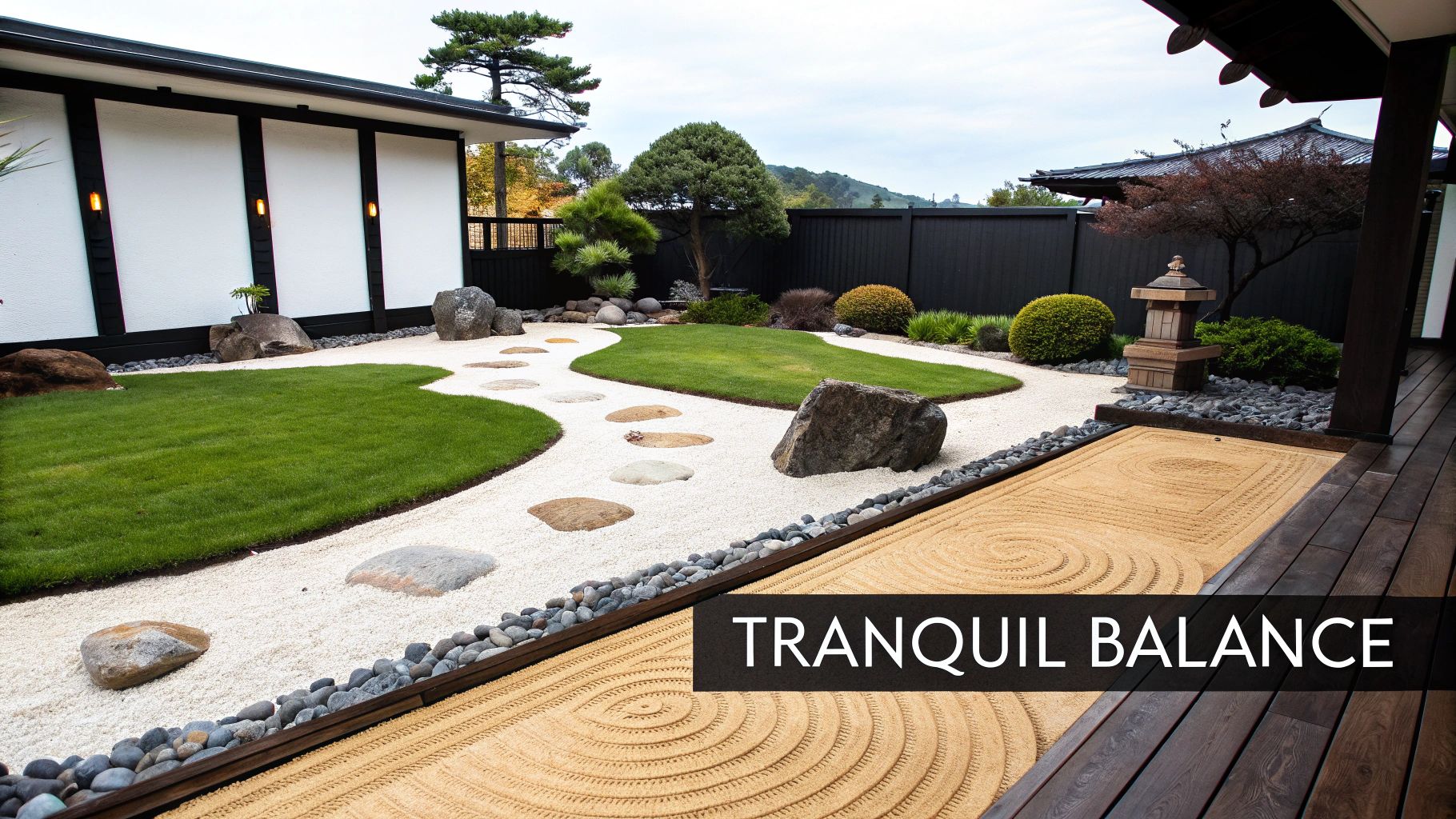 Mixed Material Zen Gardens with Artificial Grass