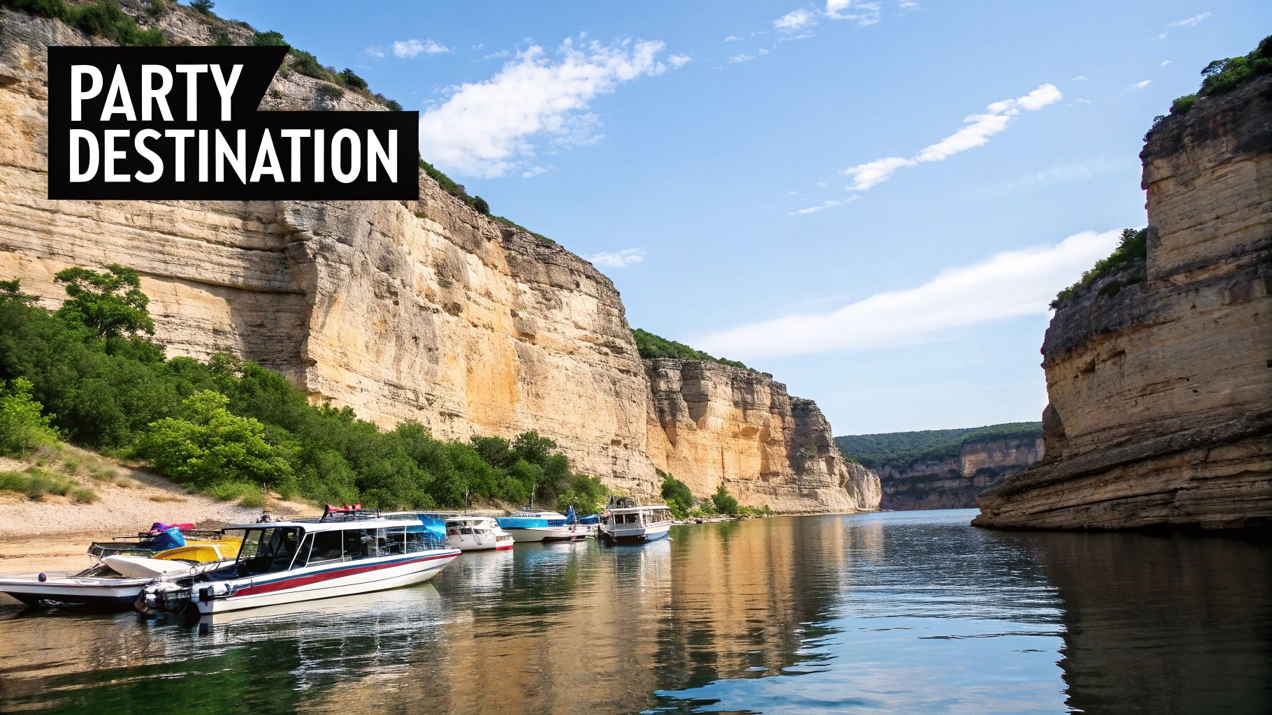 Stunning views of the Texas Hill Country from a boat on Lake Travis