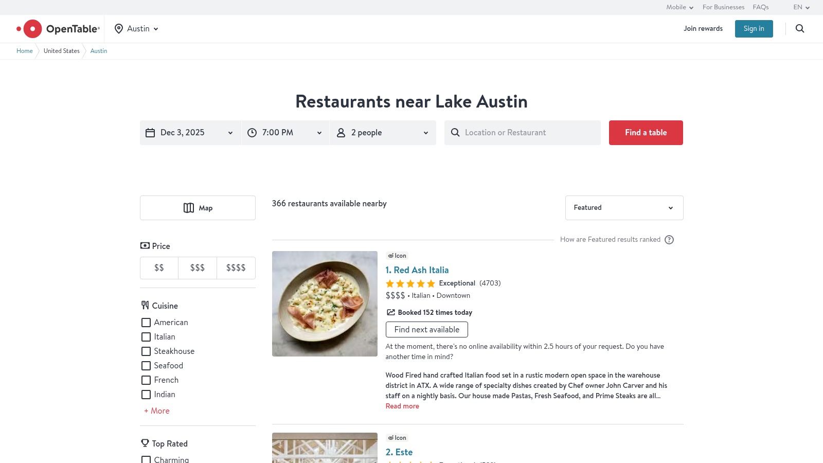 OpenTable: For Securing That Perfect Sunset Reservation