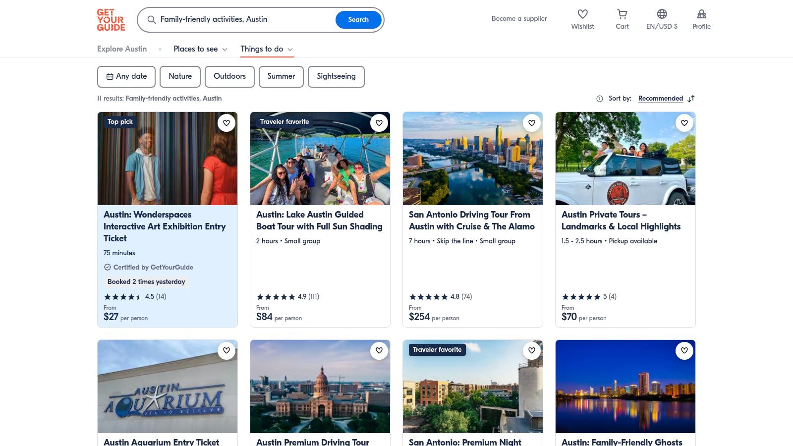 GetYourGuide – Austin family-friendly activities