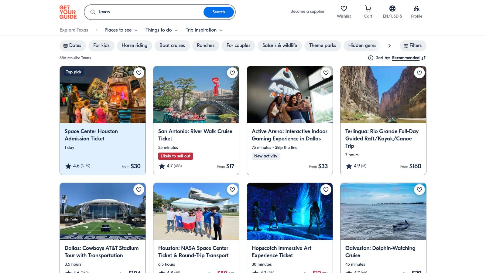 GetYourGuide (Texas activities marketplace)