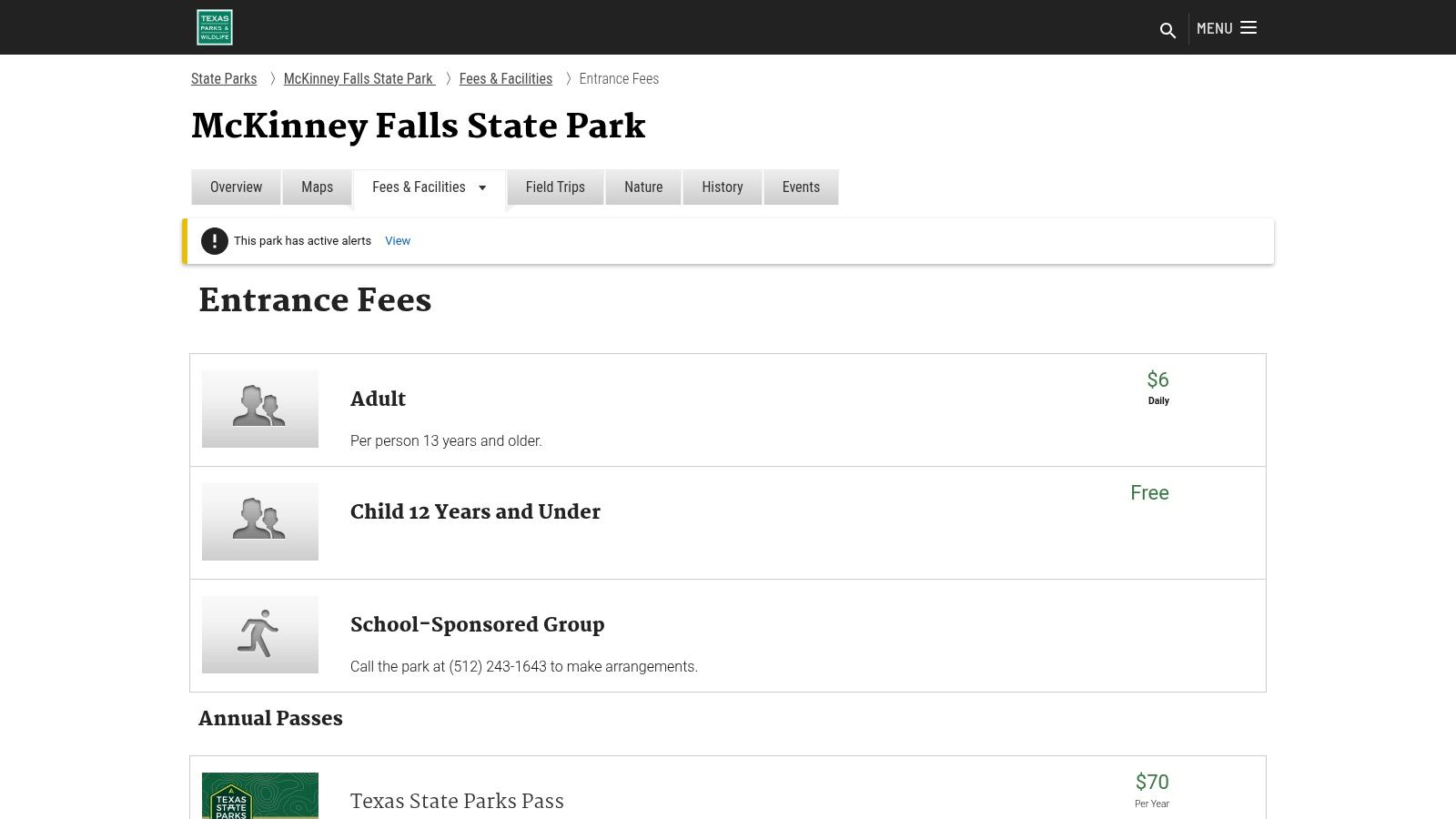 Texas Parks & Wildlife – McKinney Falls State Park (Austin)