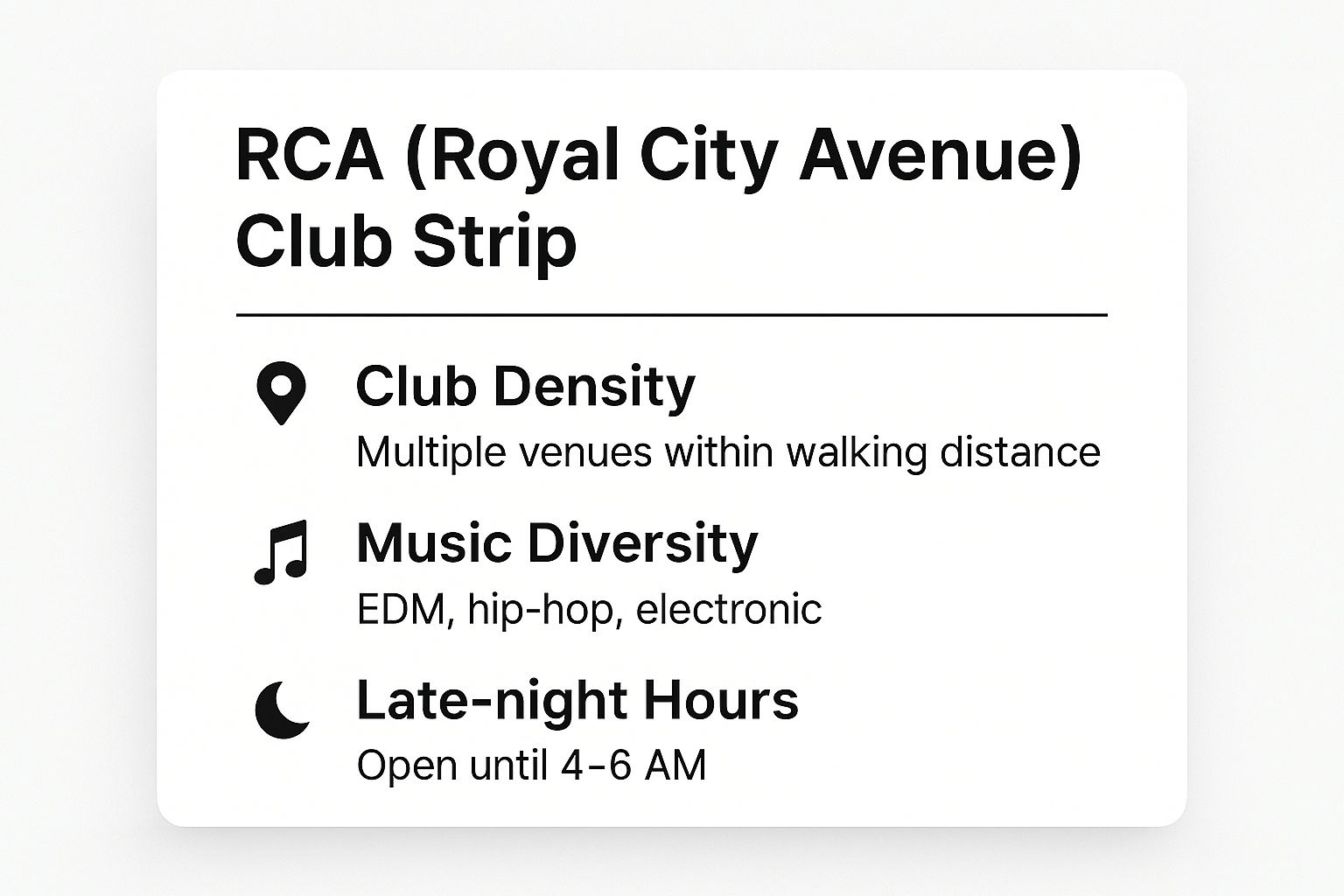 Infographic showing key data about RCA (Royal City Avenue) Club Strip