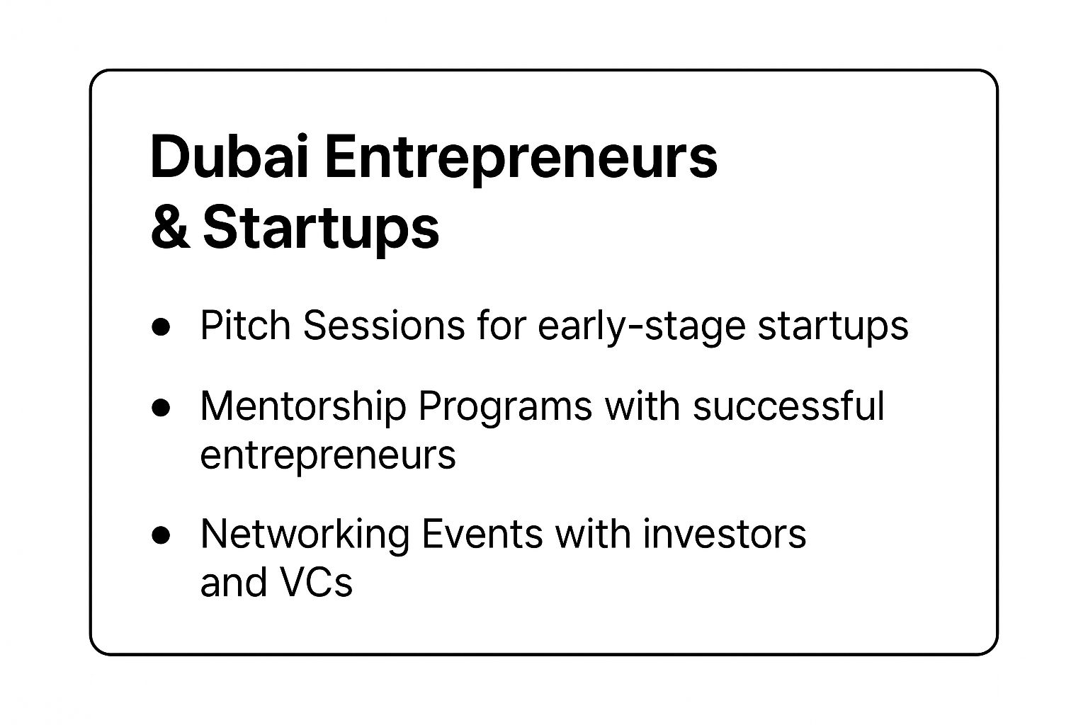 Infographic showing key data about Dubai Entrepreneurs & Startups