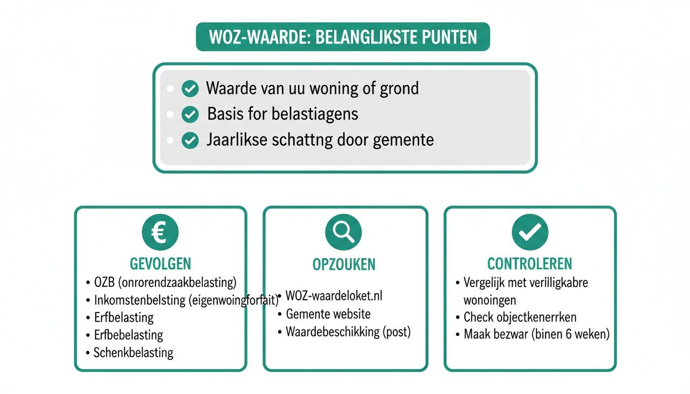 Overzicht van de WOZ-waarde: belangrijkste punten, gevolgen, hoe deze op te zoeken en te controleren.
