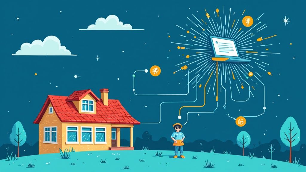 Een datavisualisatie die de versnelling van het taxatieproces door AI symboliseert