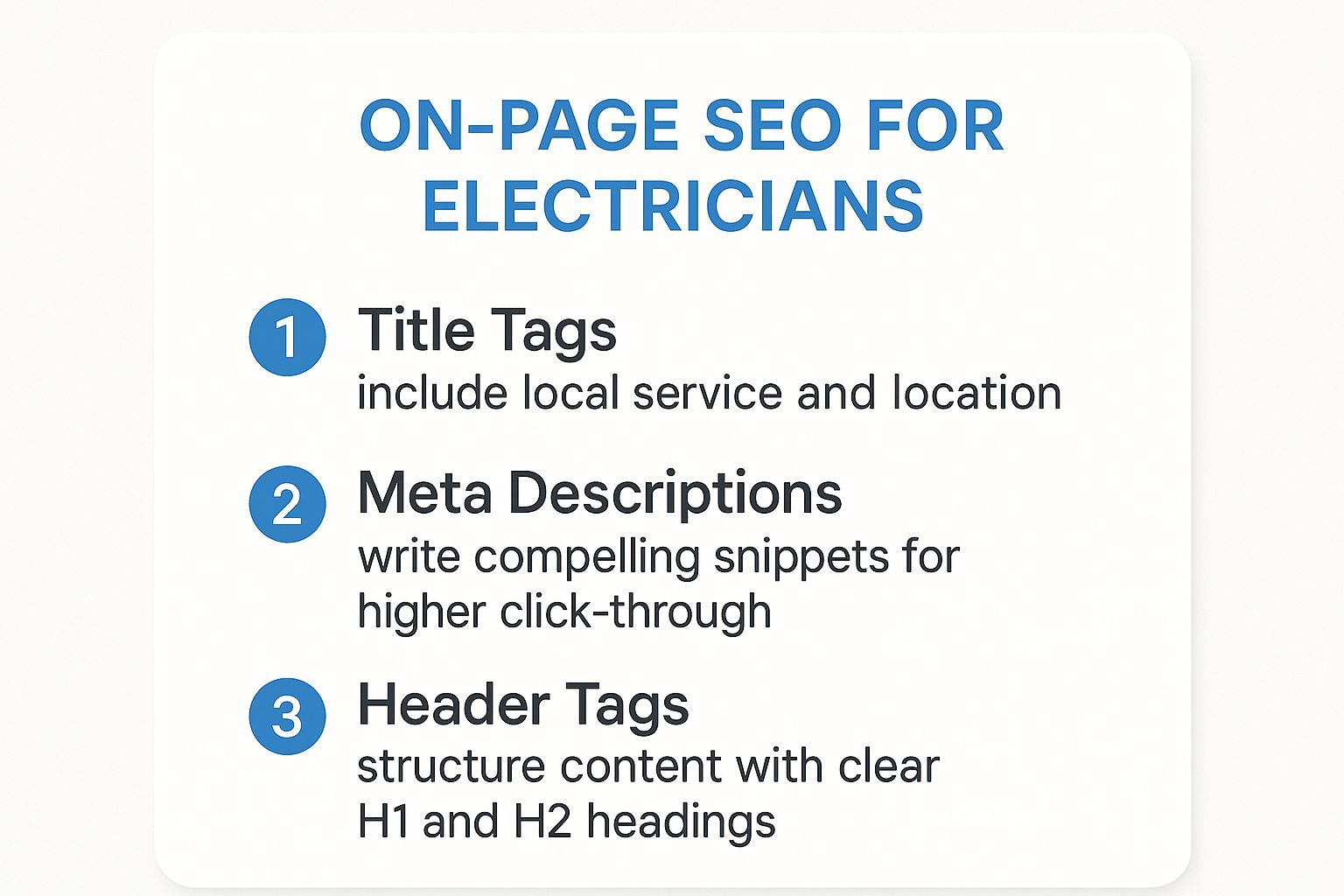 Infographic about local seo for electricians