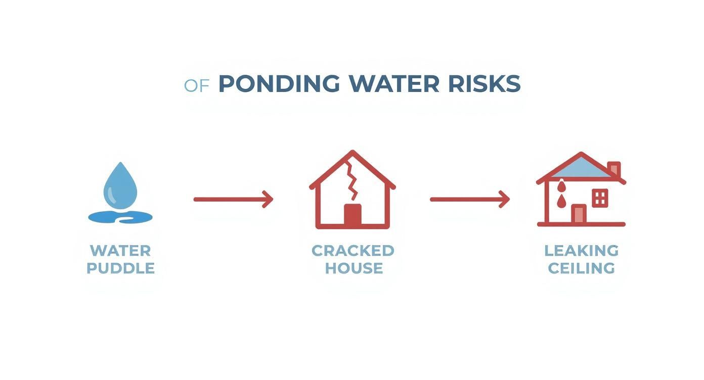 Infographic about ponding water on flat roof Royal Palm Beach