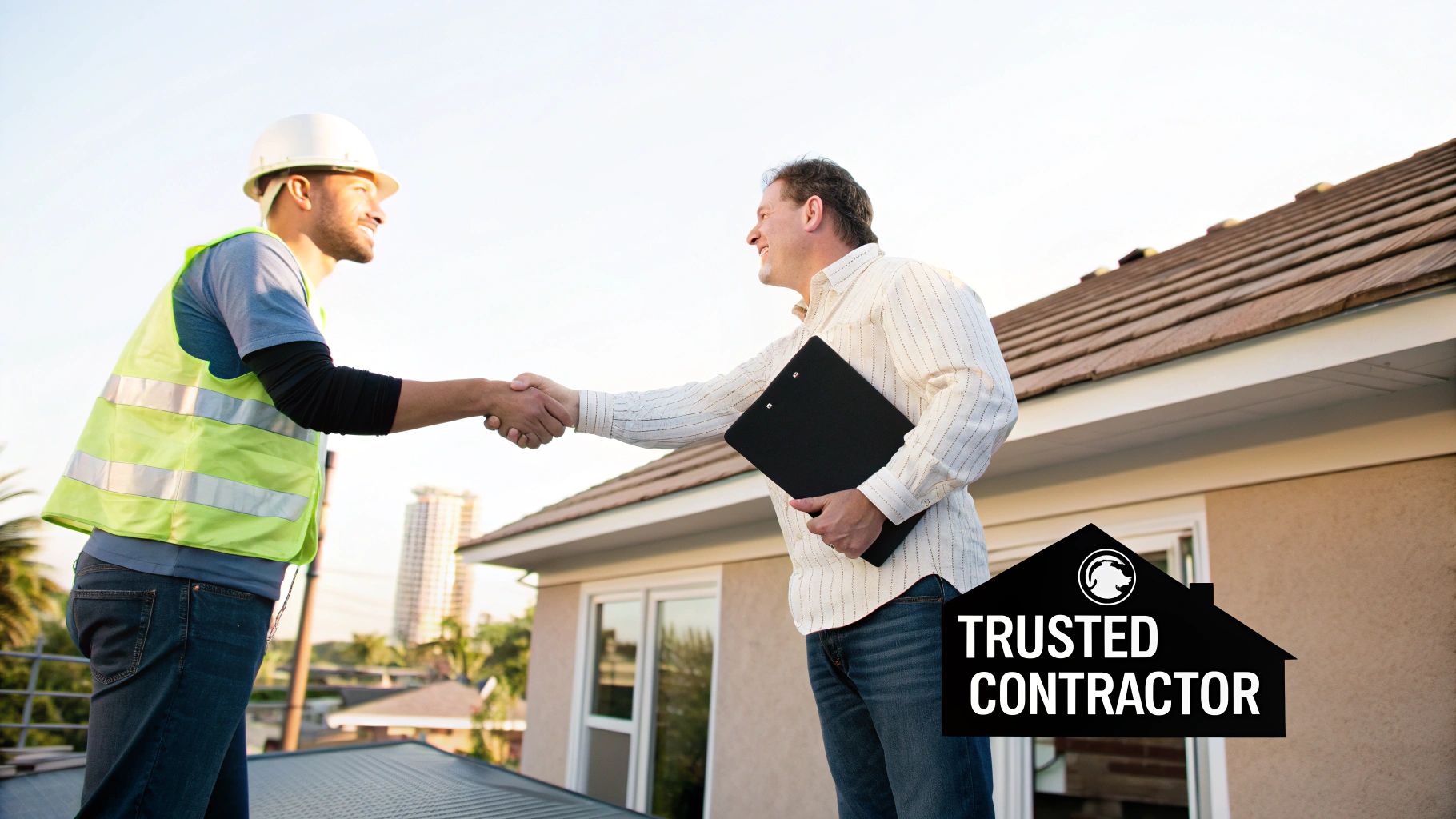 A Hi Low Roofing contractor professionally inspecting a commercial flat roof in Central Florida.
