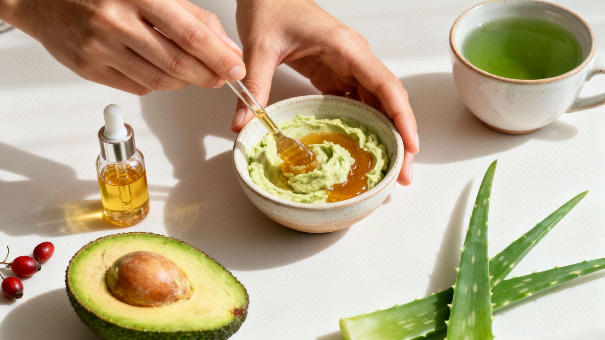 Woman eating a healthy salad with berries and nuts
