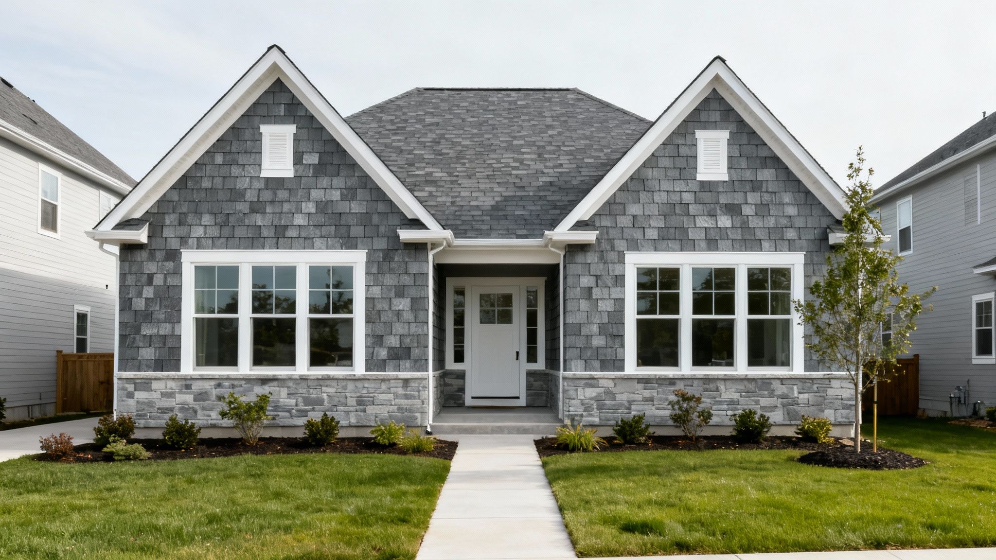 A beautiful home with architectural fiberglass shingles, enhancing its curb appeal.