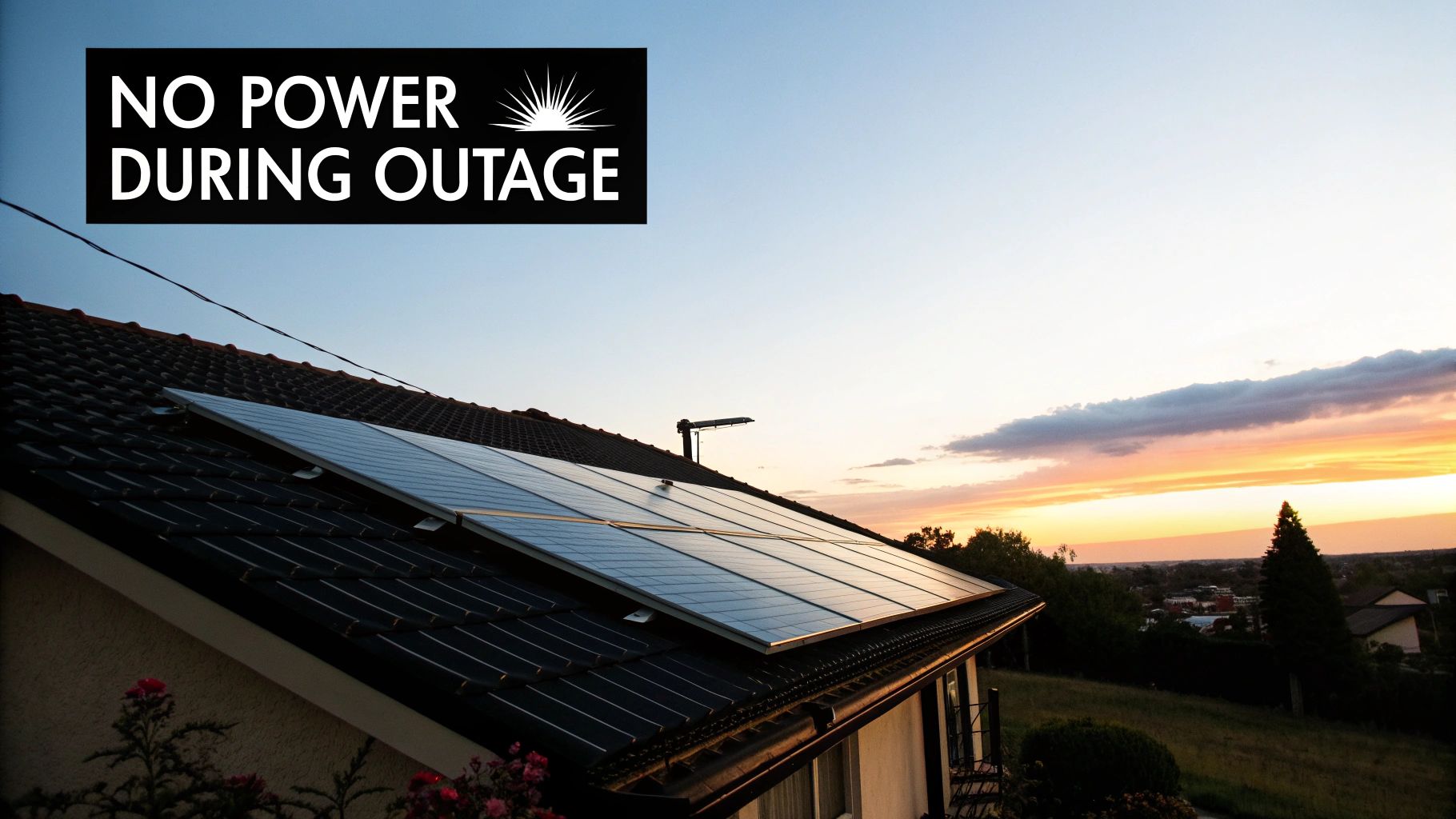 A modern home with solar panels on the roof under a clear blue sky.
