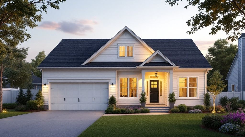 A sturdy, well-maintained residential roof under a clear blue sky, symbolizing protection.