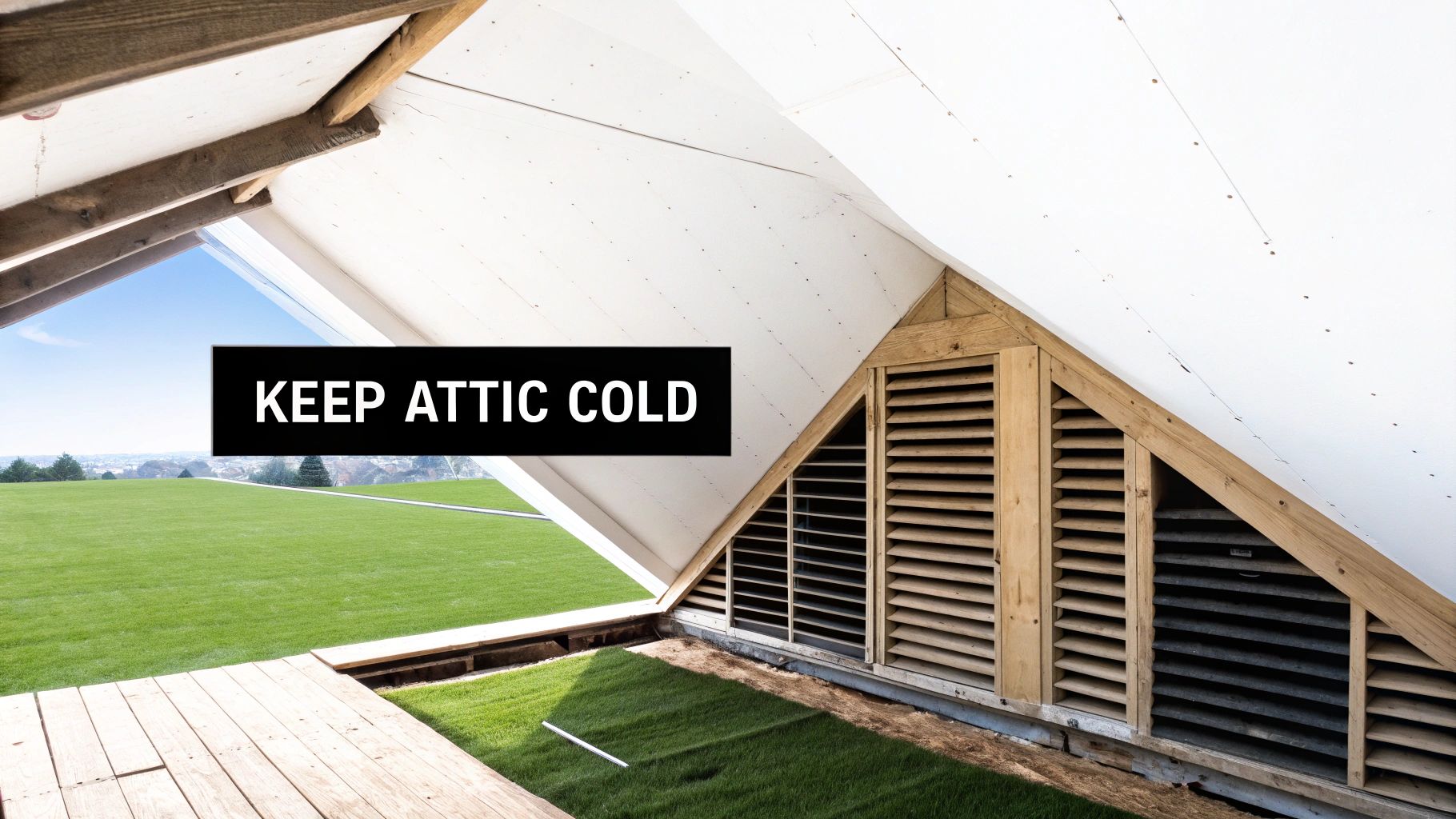 Proper attic ventilation with soffit and ridge vents preventing ice dams.