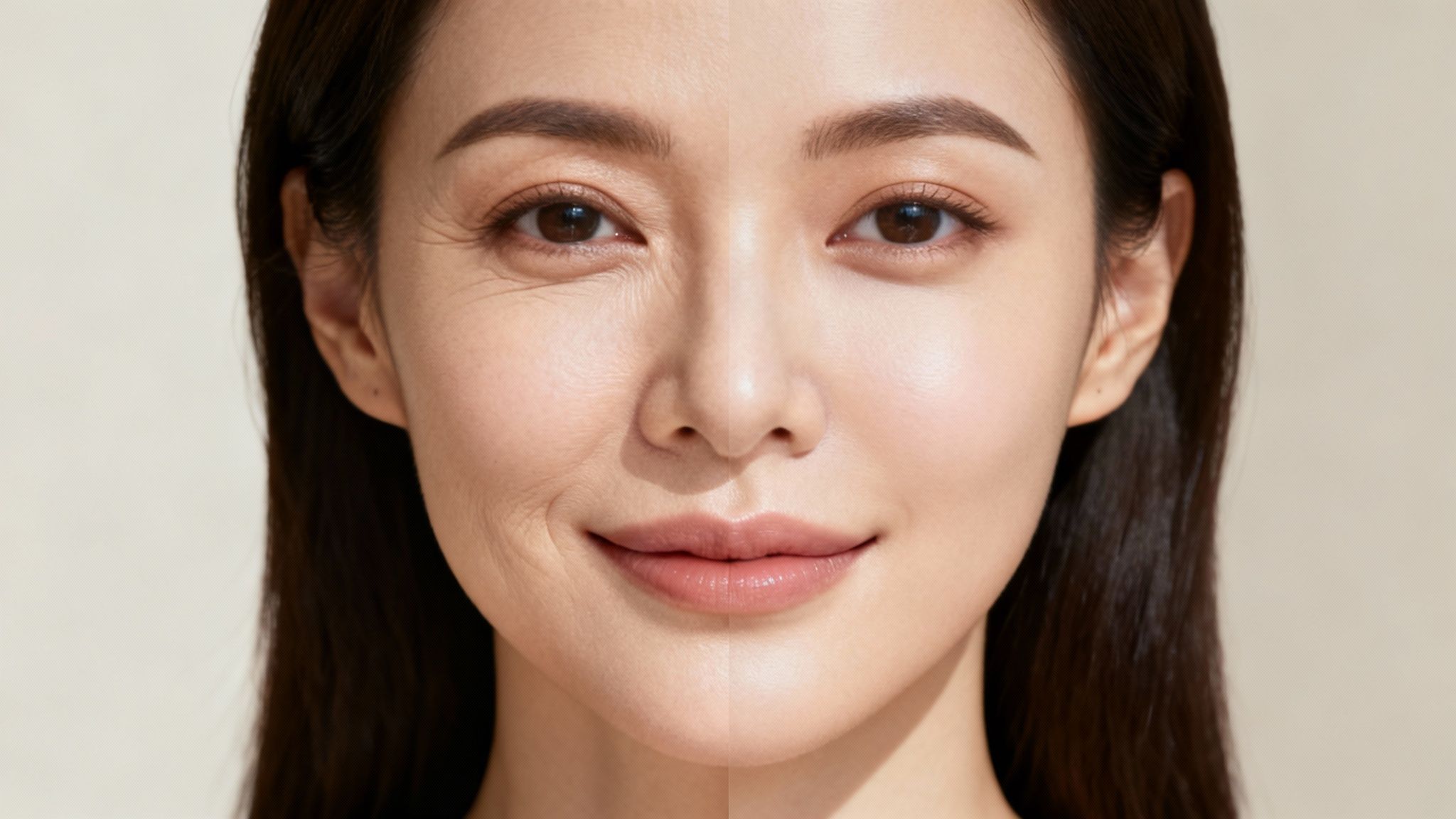 Close-up of a woman's radiant and smooth skin after a collagen facial.
