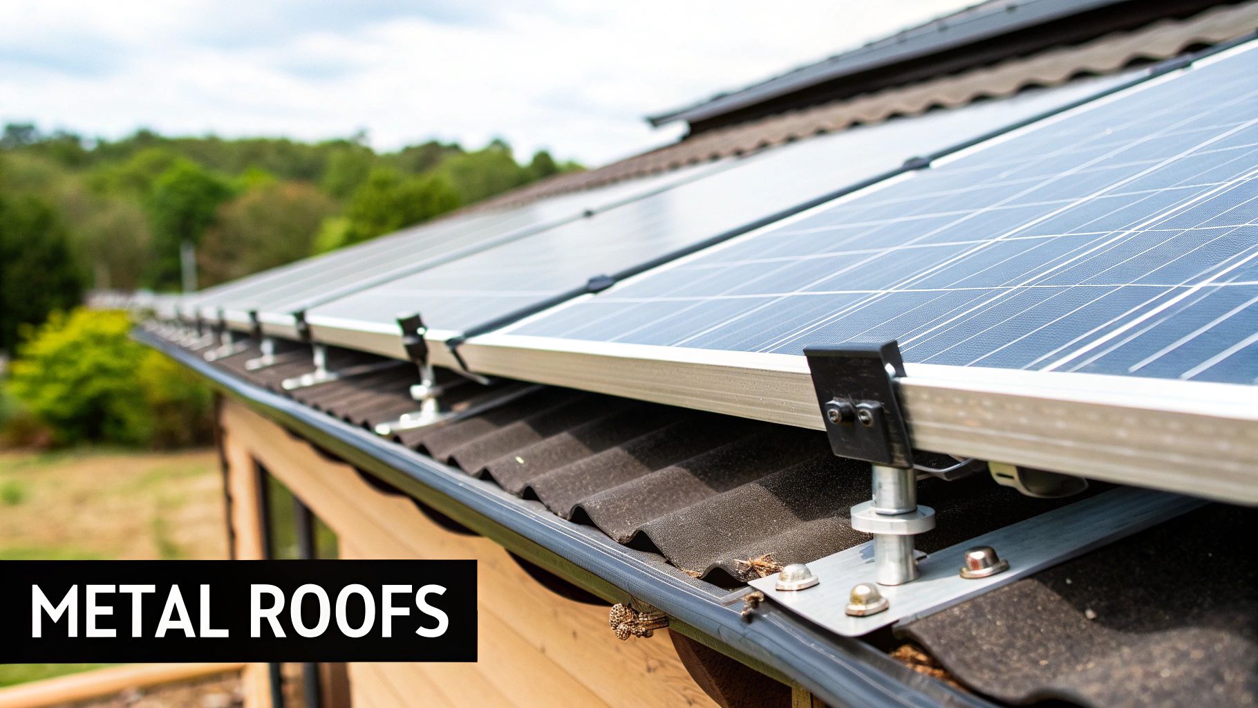 Solar panels installed on a sleek, modern metal roof in Florida