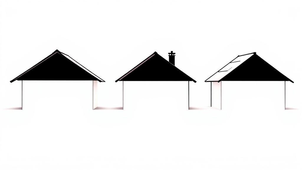 A diagram showing how roof pitch is calculated with rise over run