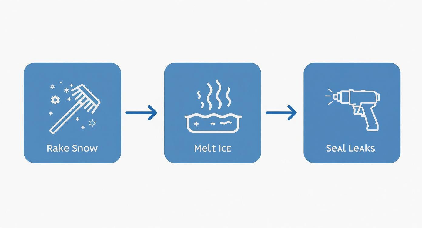 Infographic about how to remove ice dams