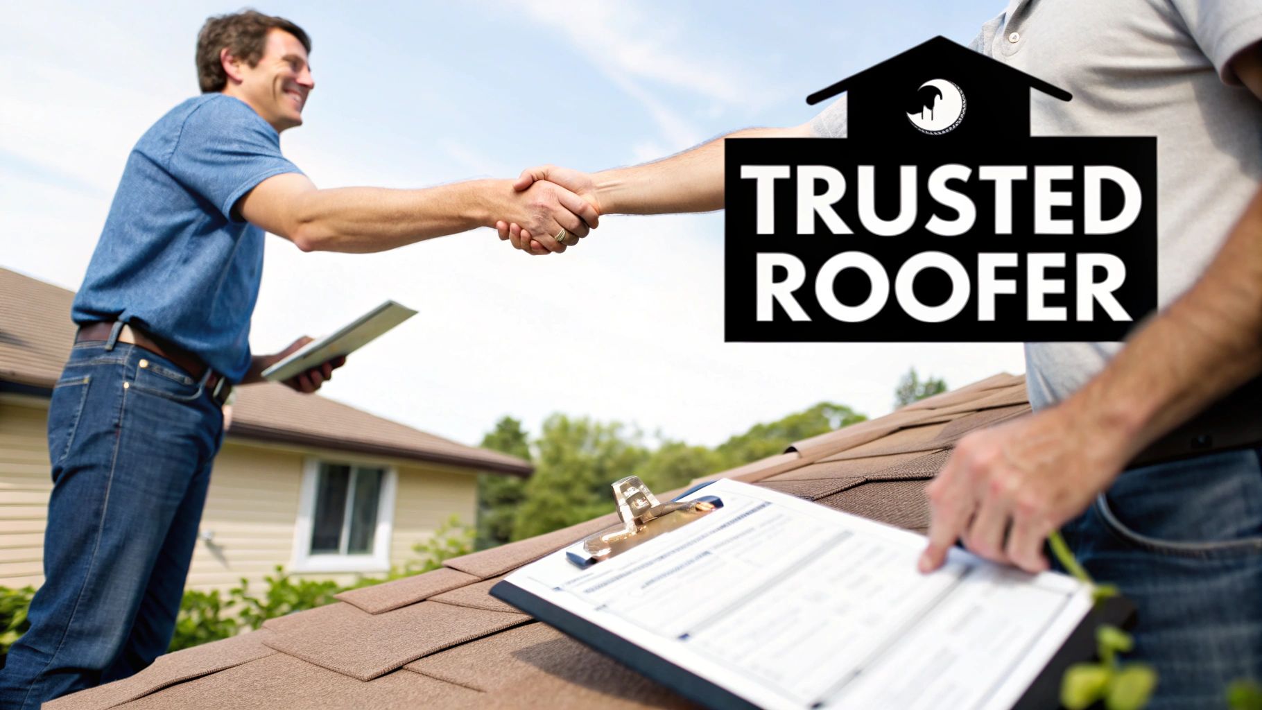 A professional roofer in safety gear inspects a commercial flat roof in Central Florida.