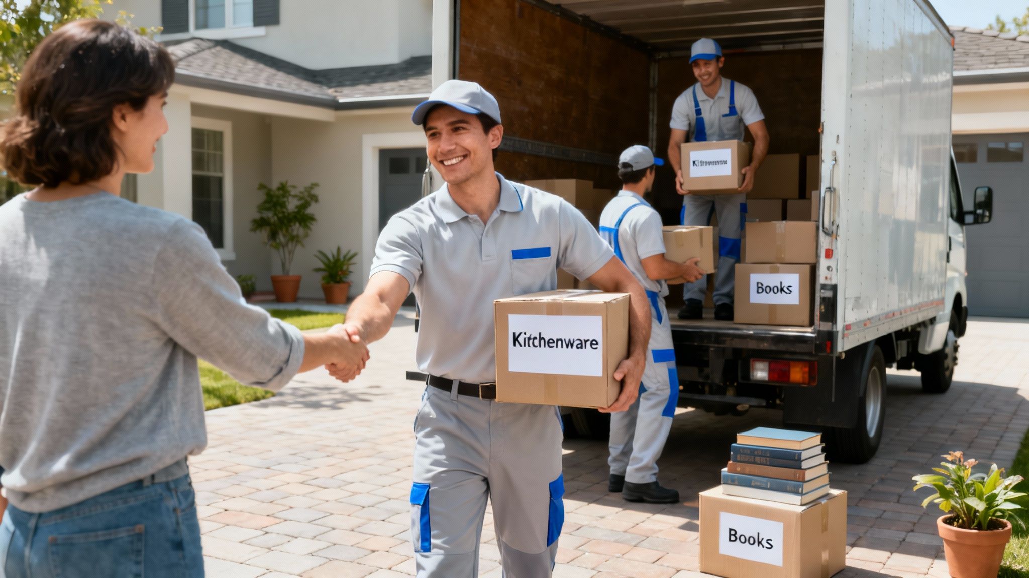 A moving crew from Direct Relocation Services carefully loads boxes onto a moving truck in Fort Lauderdale.