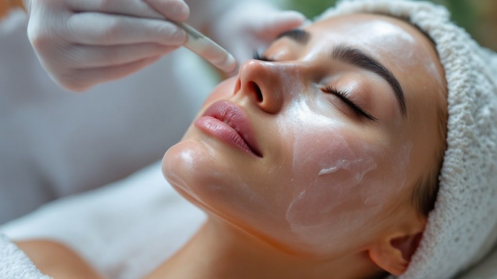 A skincare expert consulting with a client in a modern West Hollywood clinic.