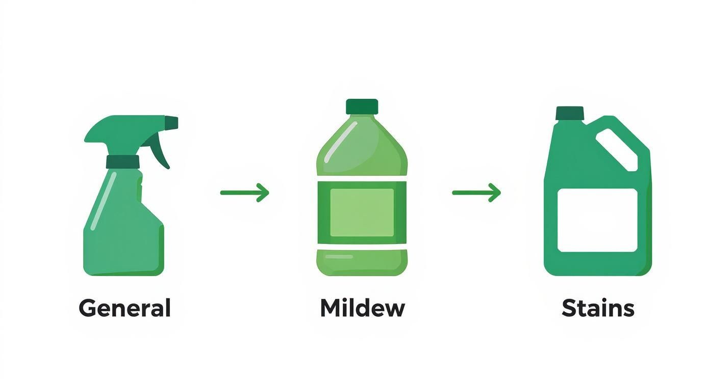 Infographic about cleaning solutions for vinyl siding