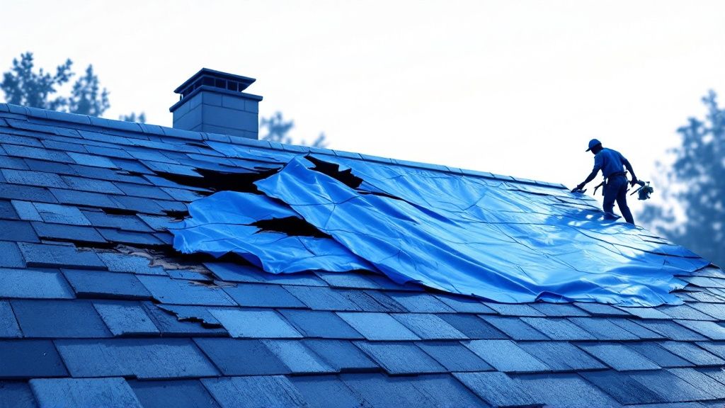 Infographic detailing costs of an Emergency Storm Damage Repair Estimate