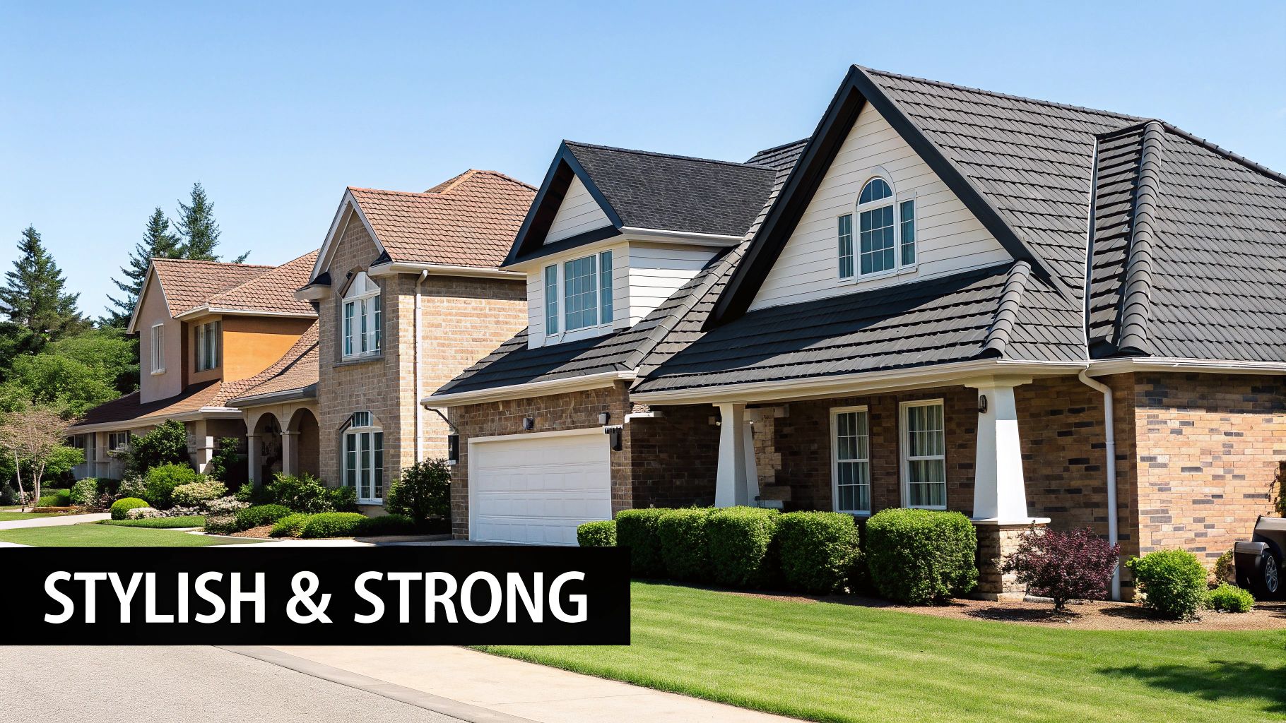 A beautiful coastal home with a sleek standing seam metal roof that complements its modern design.