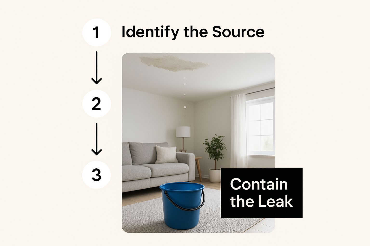 Infographic about leaking roof what to do