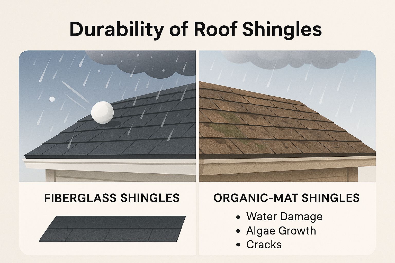 Infographic about fiberglass shingles vs asphalt shingles