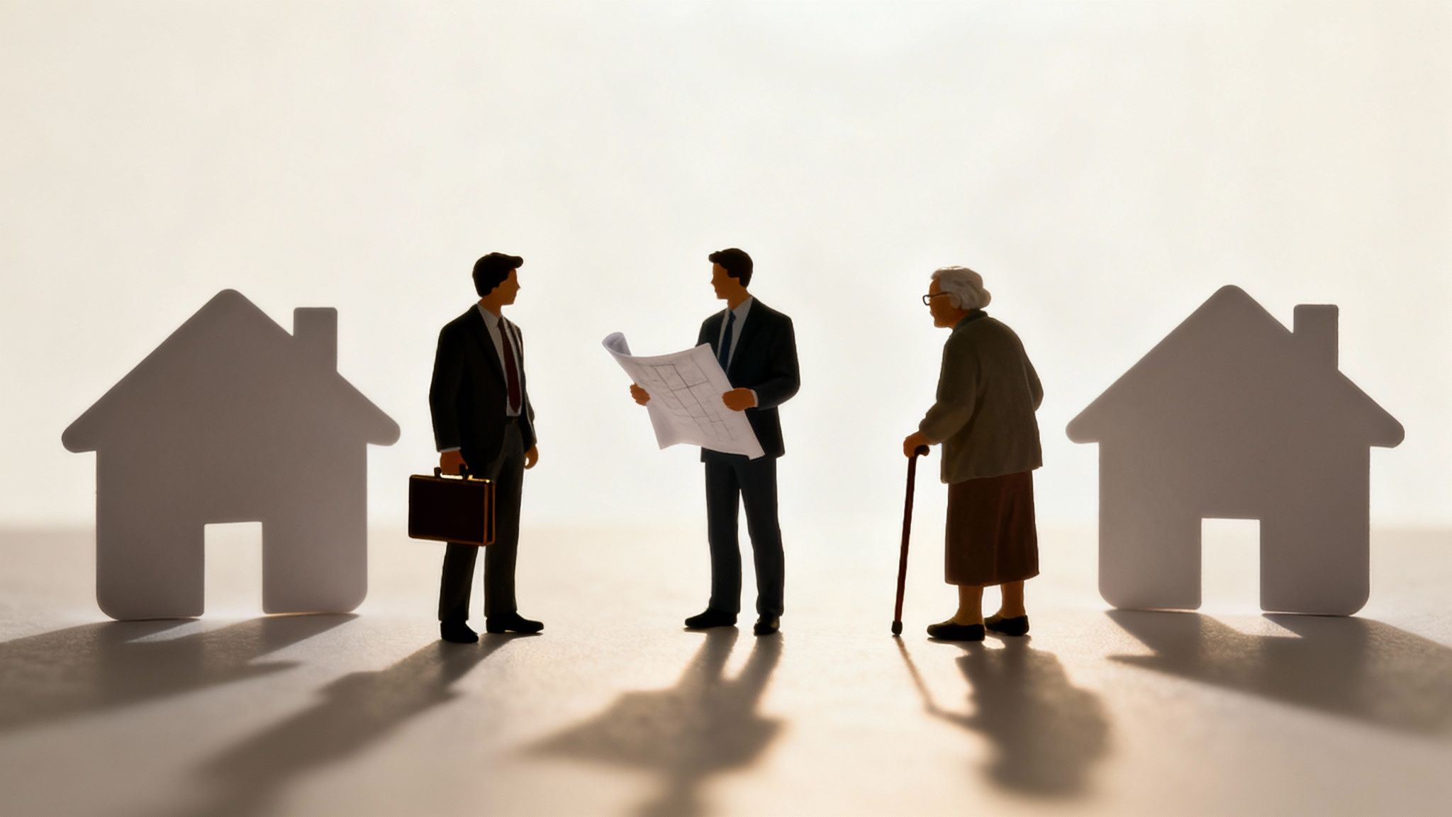 A smiling couple reviewing documents with a mortgage advisor in a modern Tampa office