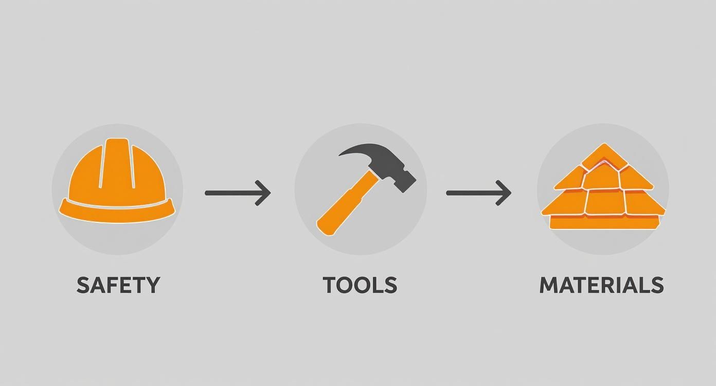 Infographic about repairing a hole in the roof