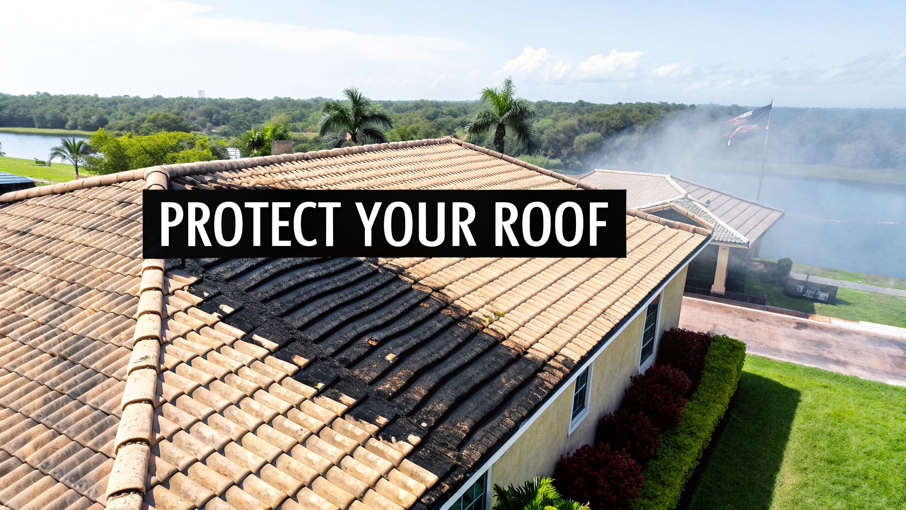 A clean tile roof under the Florida sun, showing the benefits of proper power washing.