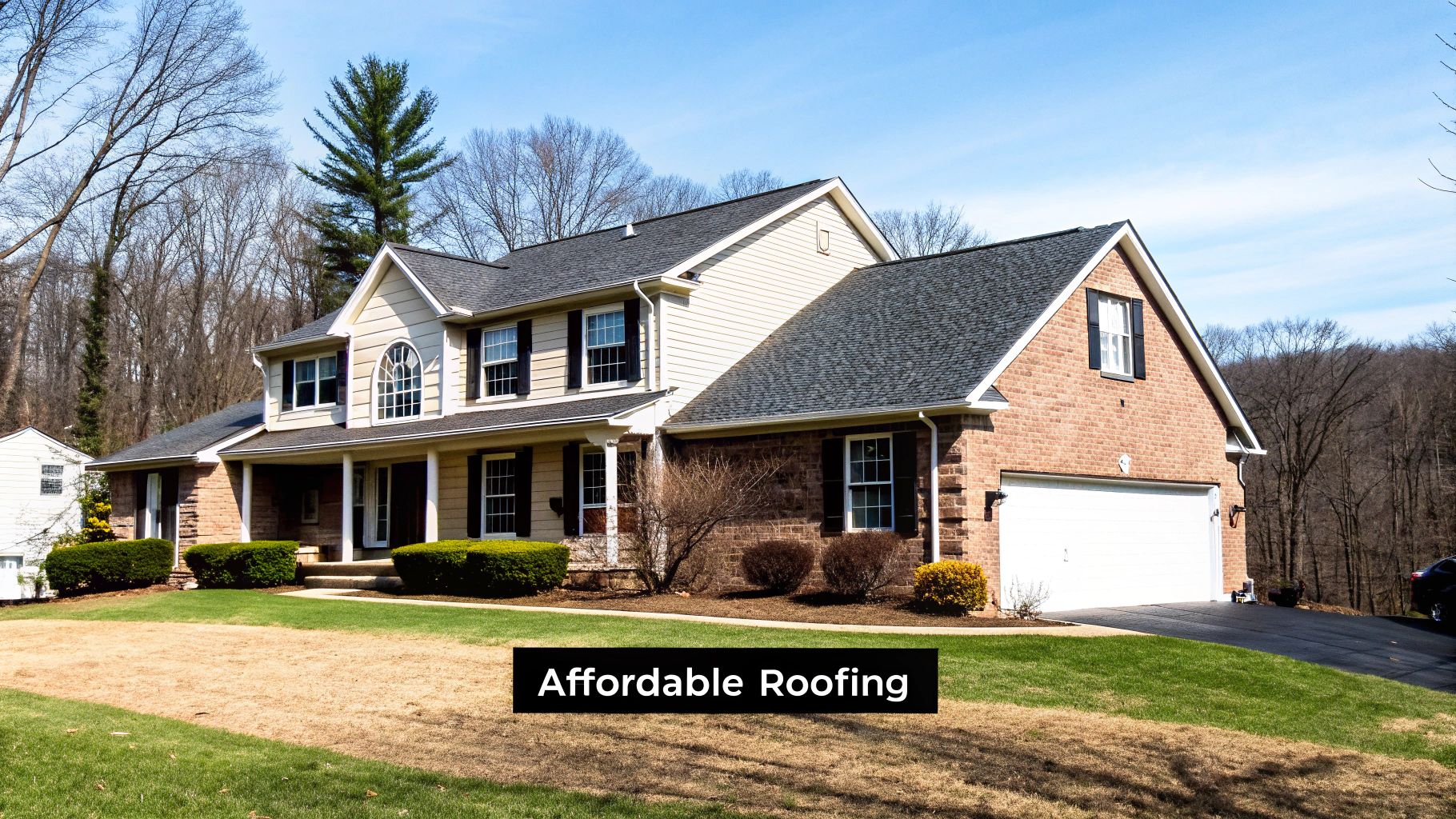 A newly installed asphalt shingle roof on a residential home, showcasing quality workmanship.