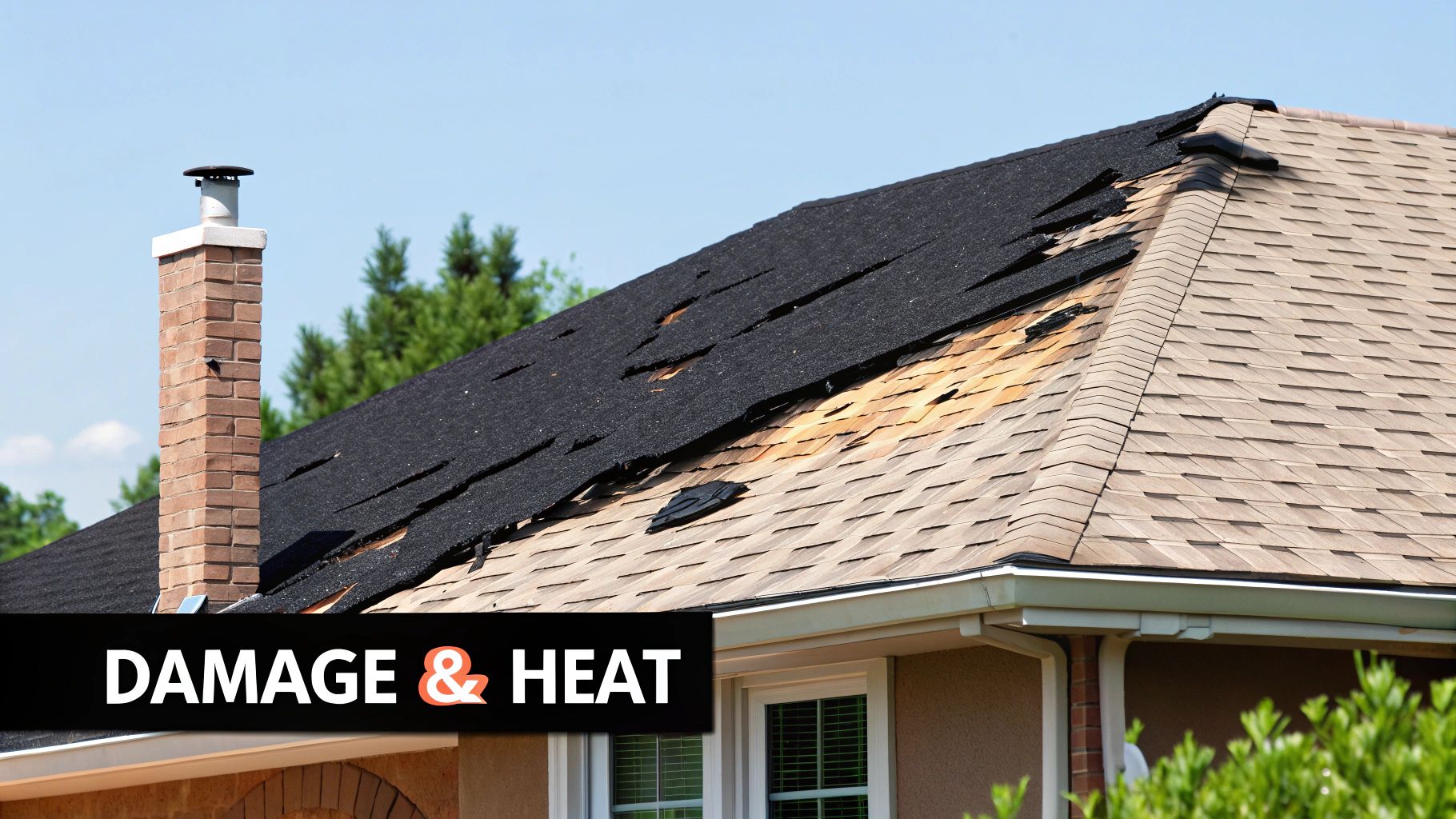 A roof with significant black staining, showing the granules and texture of the shingles.