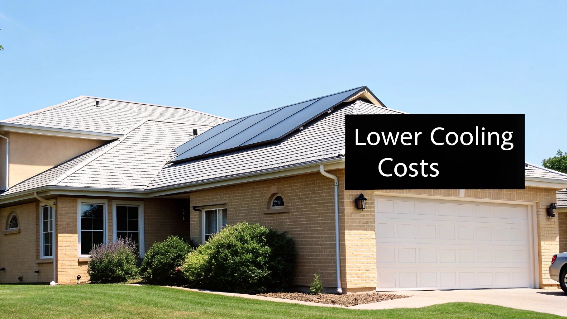 A modern, energy-efficient roof on a home in a sunny, suburban neighborhood like Brandon, Florida.
