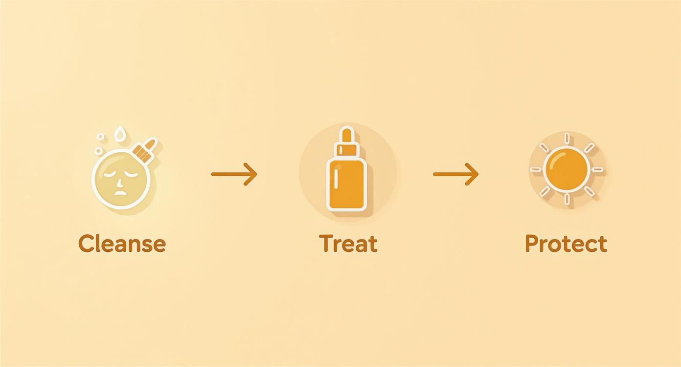 Infographic about skincare routine for hyperpigmentation