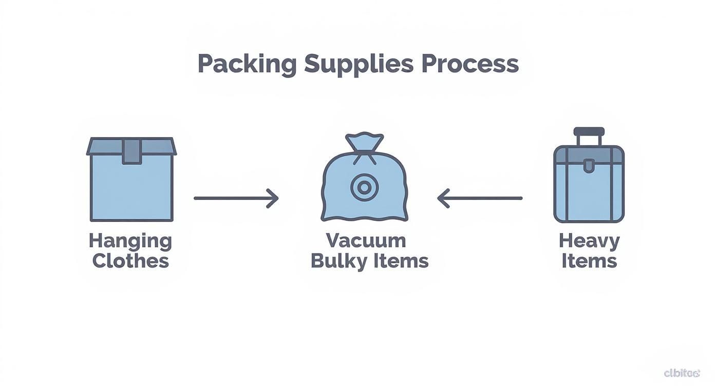 Infographic about how to pack clothes for moving