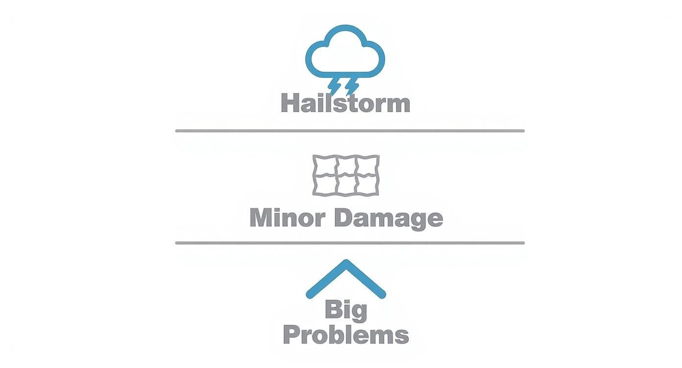 Infographic about hail dents on roof Boynton Beach