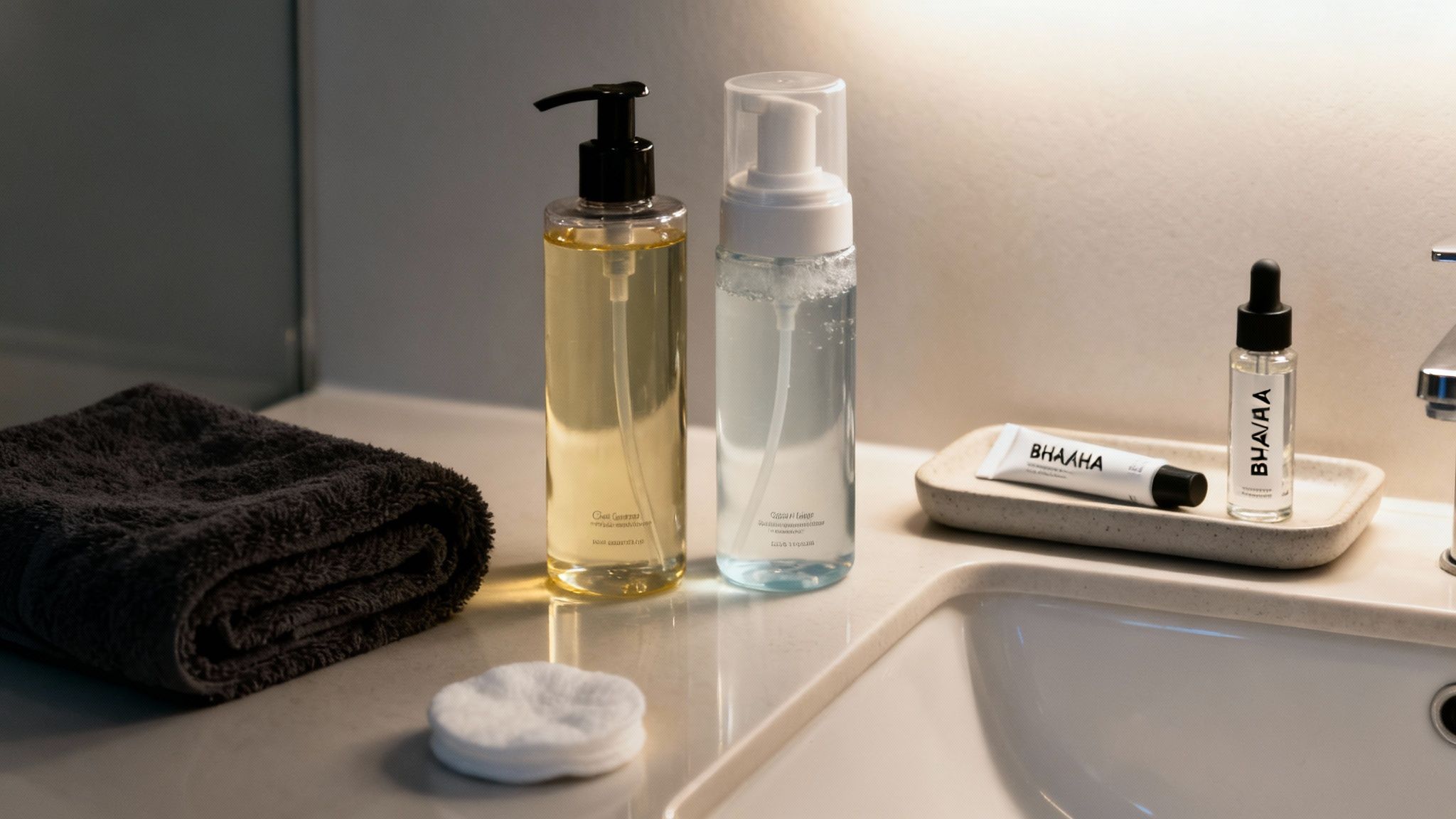 A person applying night cream as part of their skincare regimen