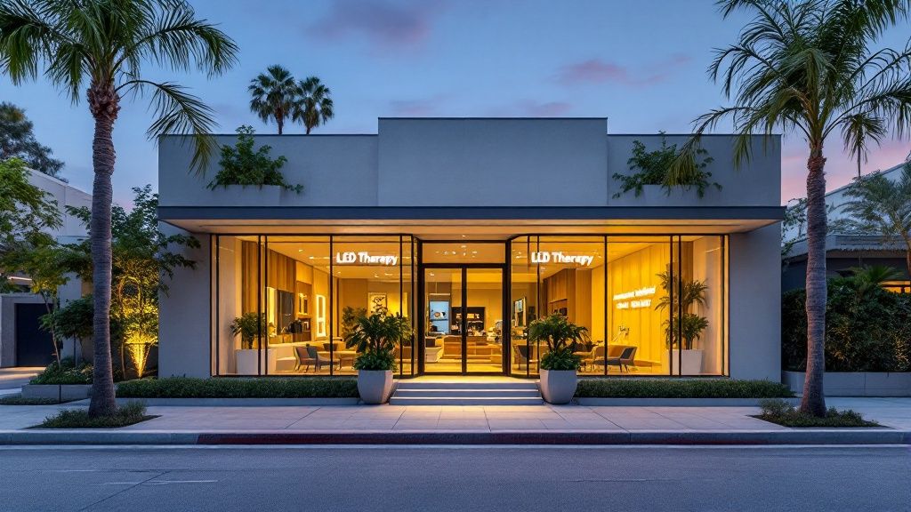 A serene and professional skincare studio setting.