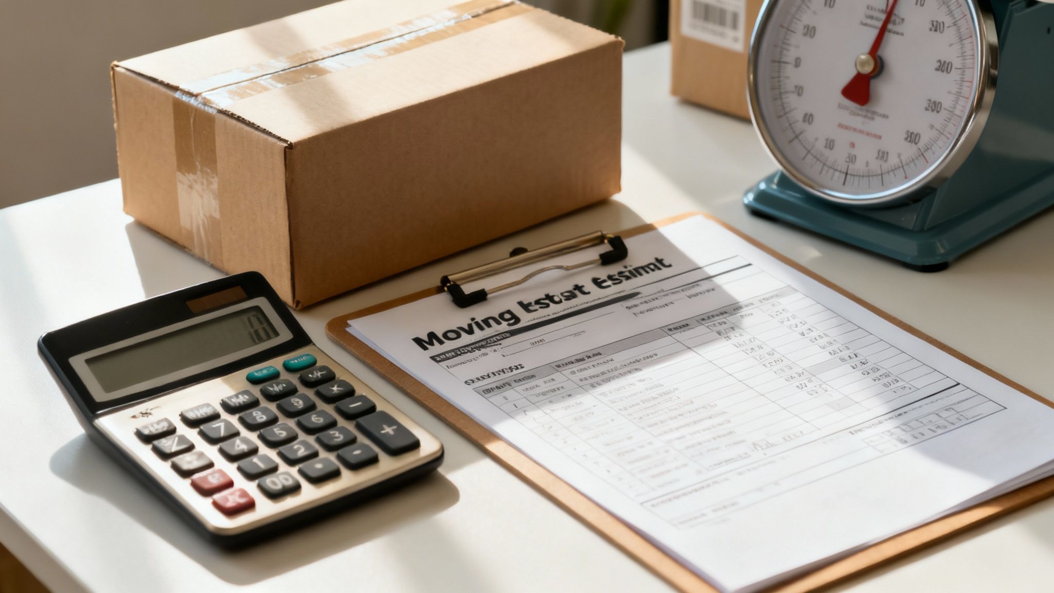 Person calculating moving costs on a laptop
